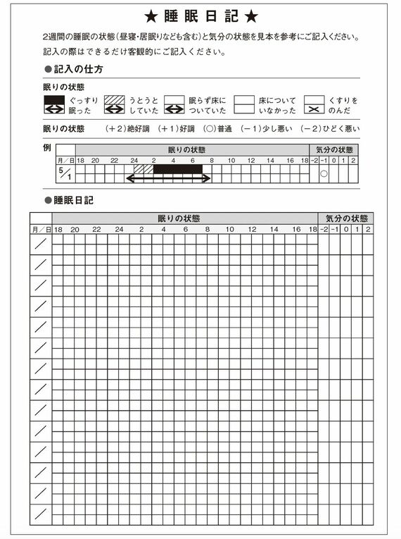 睡眠日記の例