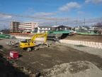 復旧工事が進む田川橋梁