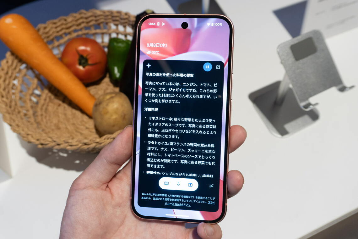 食材を（カメラで）見せて「レシピを」と頼めば、あっという間に提案してくれる（筆者撮影）