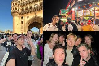 写真はすべて大学の友達と撮ったもので、年齢も国籍もさまざま。また、中学や高校時代の友達とも親交は続いている