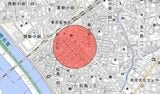 今回は赤くマーキングしたあたりを歩いた（国土地理院『電子国土Web』より筆者作成）