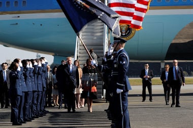 Trump, arriving in Japan, defends tough rhetoric on North Korea