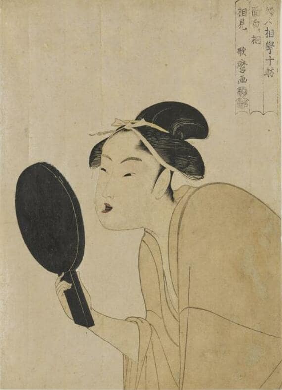 喜多川歌麿筆「婦人相學十躰・面白キ相」(画像:国立文化財機構所蔵品統合検索システム)