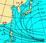 台風の月別の主な経路（出典：気象庁HP）