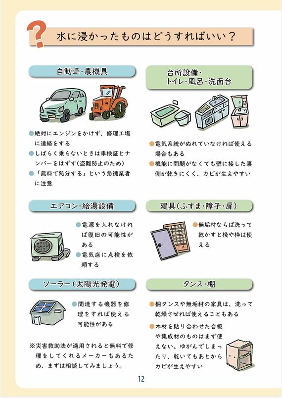 水に浸かったものはどうすればいいか