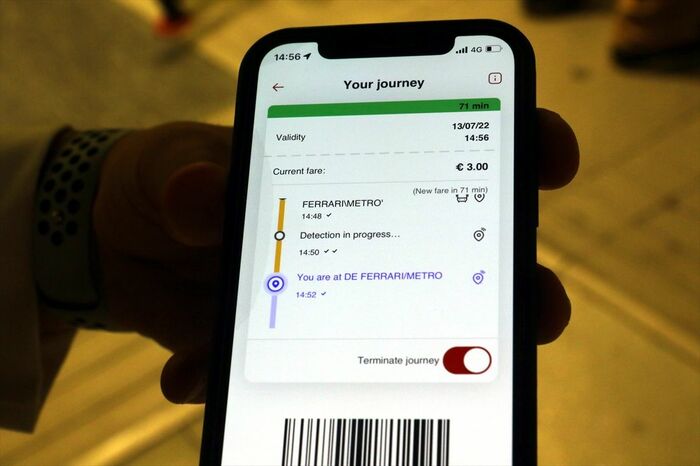 アプリを見ると経路が記録され、いくら課金されたかも表示される