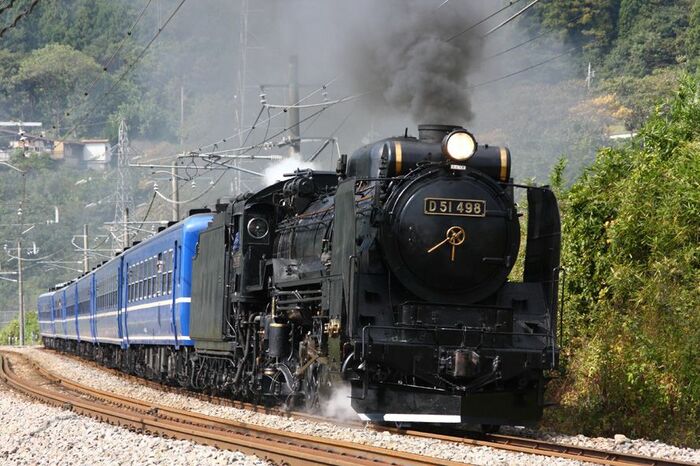 上越線を走る498号機牽引の臨時列車