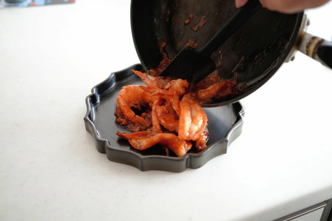 完成したエビチリ