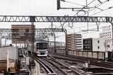 北千住駅止まりの日比谷線電車は留置線に入った後に折り返す。この留置線は東京メトロの管理（撮影：鼠入昌史）