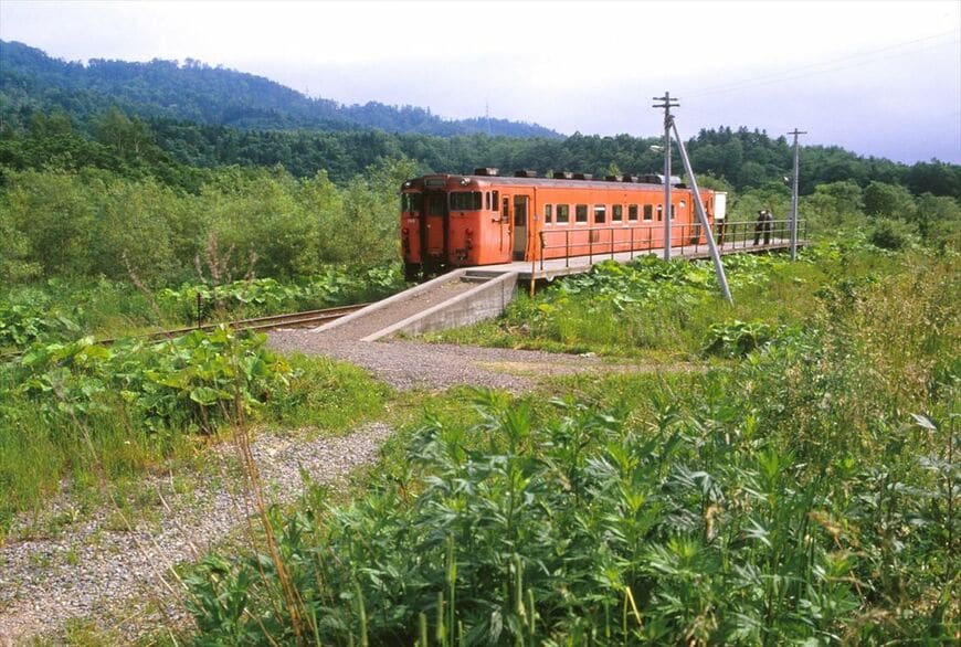 原野の中にたたずむ白糠線の列車（撮影：南正時）