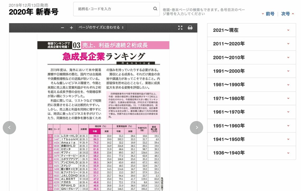 直伝！新しくなった｢四季報アーカイブ｣のスゴイ活用方法｜会社