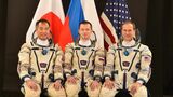 国際宇宙ステーション第60次／第61次長期滞在バックアップクルー。左から野口聡一氏、セルゲイ・リジコフ氏、トーマス・マーシュバーン氏。2019年3月撮影（写真：JAXA/GCTC）