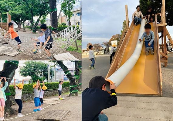 自分の好きなように、自由にのびのび遊ぶ子どもたち（写真左：長島氏撮影、右：眞砂野氏提供）