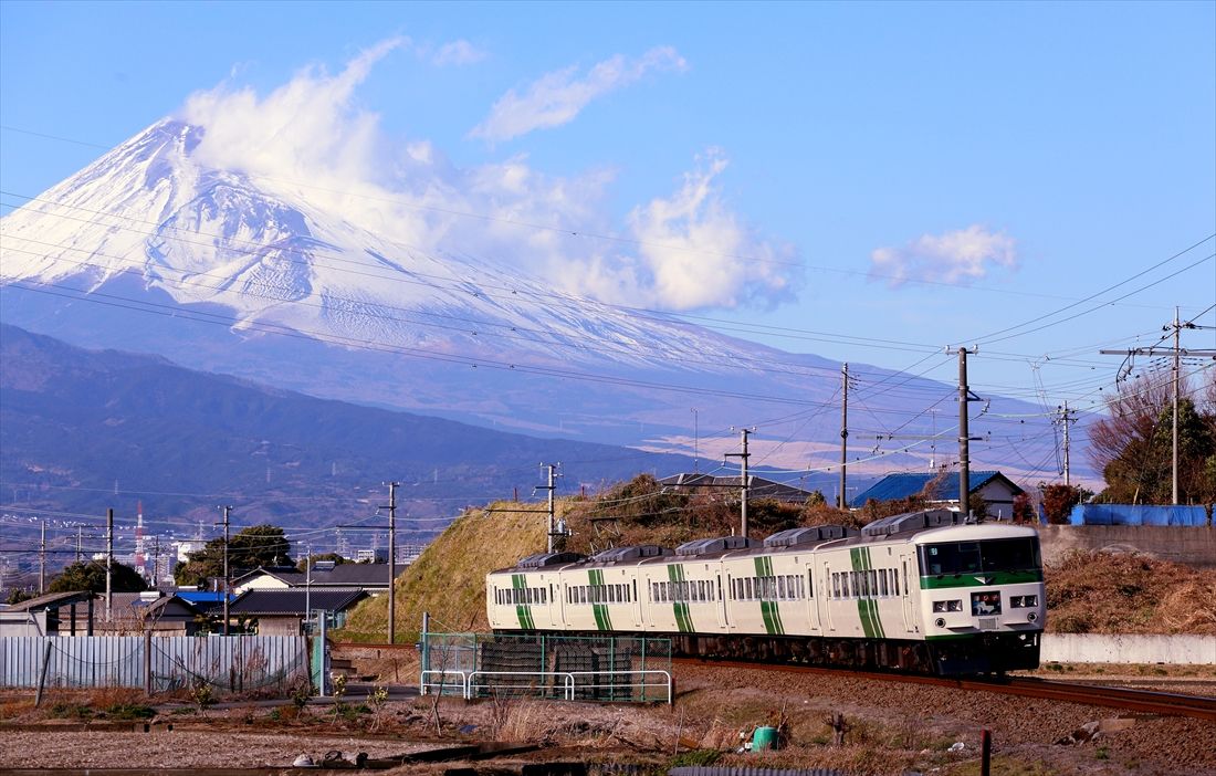 伊豆箱根鉄道駿豆線を走る5両編成の「踊り子」（筆者撮影）