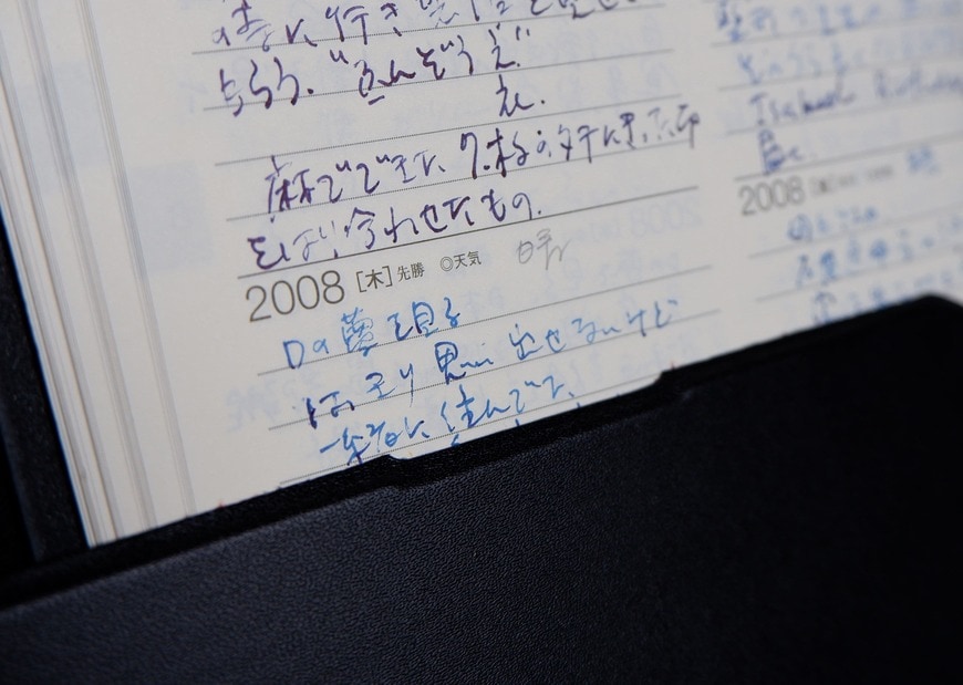 Dさんだけは日記帳でも、多くの場合は「D」と表記している（筆者撮影）