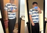 3カ月24時間ジムに通った筆者のビフォーアフター。96kg（左）から93.9kg（右）に。お腹は少しだけすっきりしてきた。この調子で頑張りたい（写真：筆者撮影）