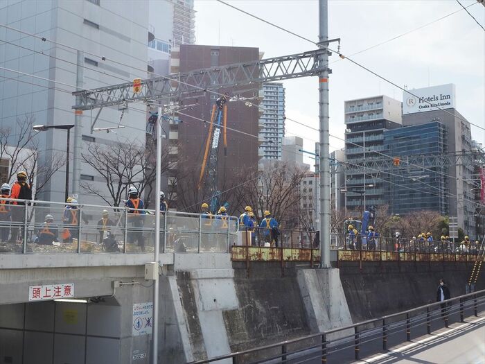 線路の切り替え工事は新大阪側でも行われた