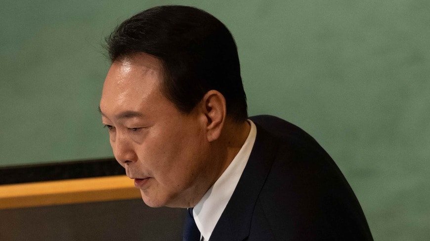 2022年9月20日、国連総会で演説する尹大統領。アメリカや日本など精力的に外交日程をこなすが、国内支持率の低下をどう止めるのか（写真・ 2022 Bloomberg Finance LP）