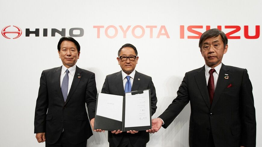 2021年03月24日に行われた、いすゞ、日野、トヨタ共同記者会見（写真：トヨタ自動車）