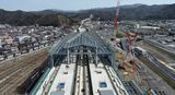 敦賀駅の工事の空撮画像＝2022年3月（写真：敦賀市提供）