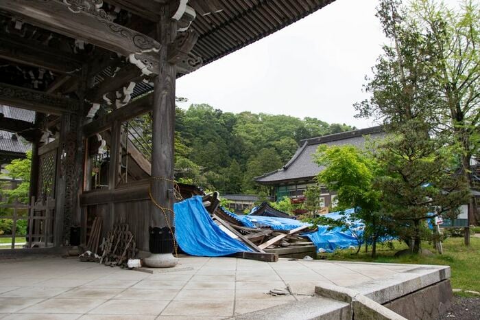 回廊が全壊した總持寺祖院