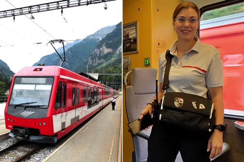 スイス鉄道の旅は登山鉄道に人気、車掌はスマホで検札（2024年 筆者撮影）
