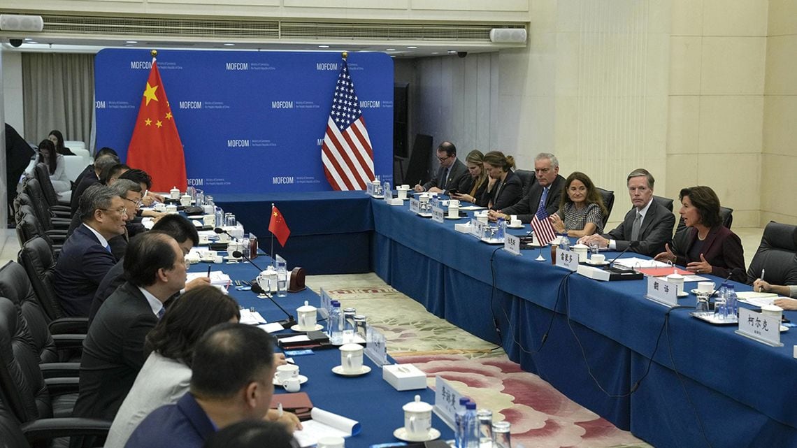北京で行われた米中会談の様子
