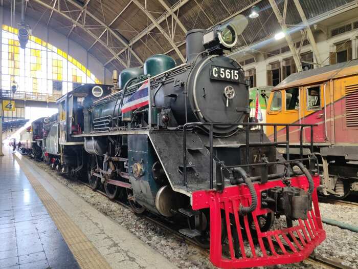 展示された動態保存SLの713号機（元C56 15）