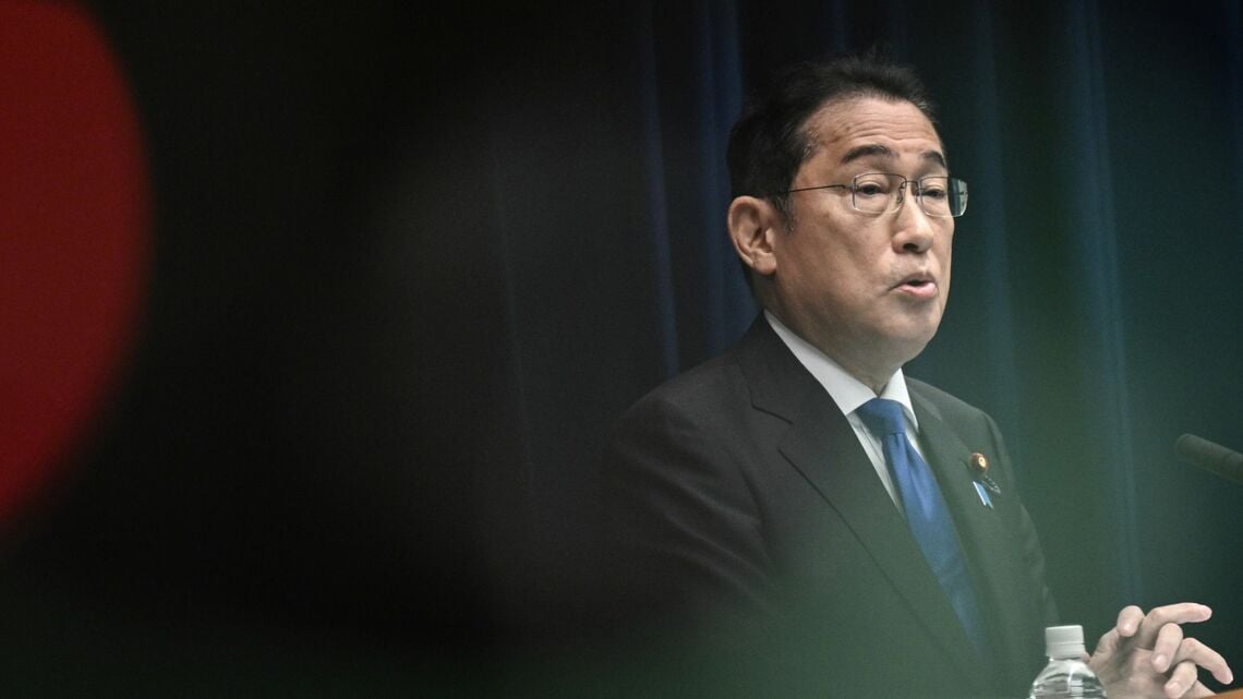 退陣表明する岸田文雄首相（写真：© 2024 Bloomberg Finance LP）
