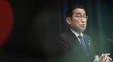 退陣表明する岸田文雄首相（写真：© 2024 Bloomberg Finance LP）