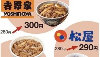 280円時代に終止符、牛丼価格で三つどもえ