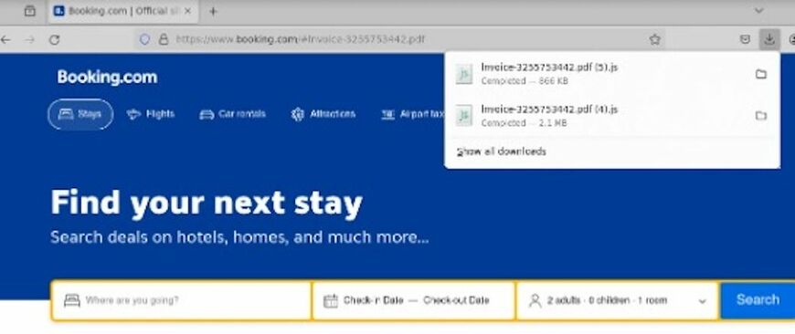 旅行会社を装ったフィッシングメール