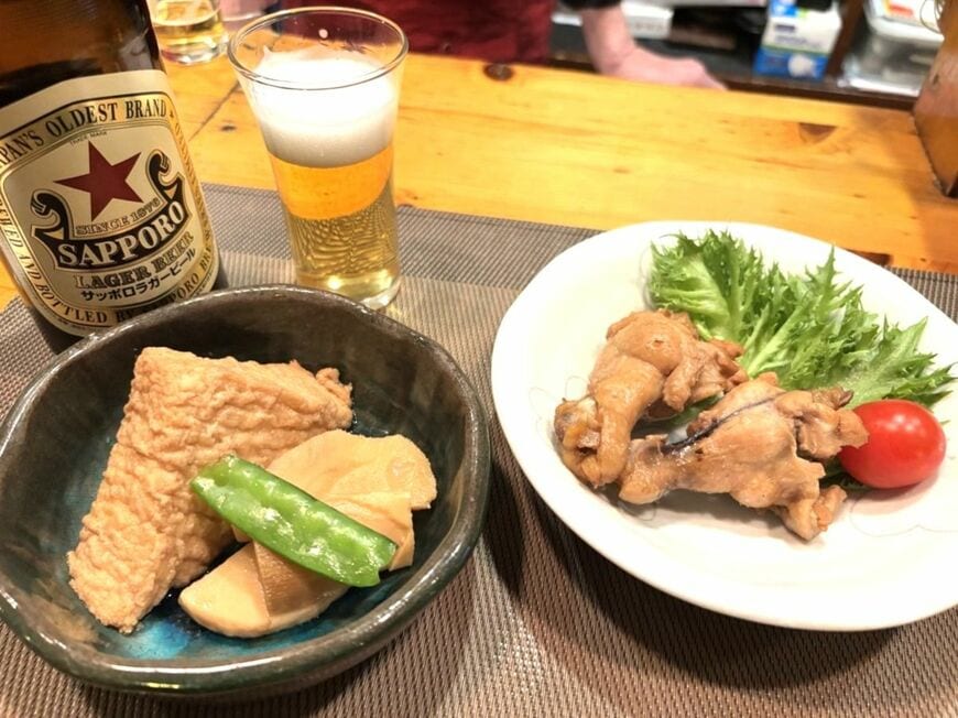 「肴こばち」の筍の煮物と手羽元のお酢煮