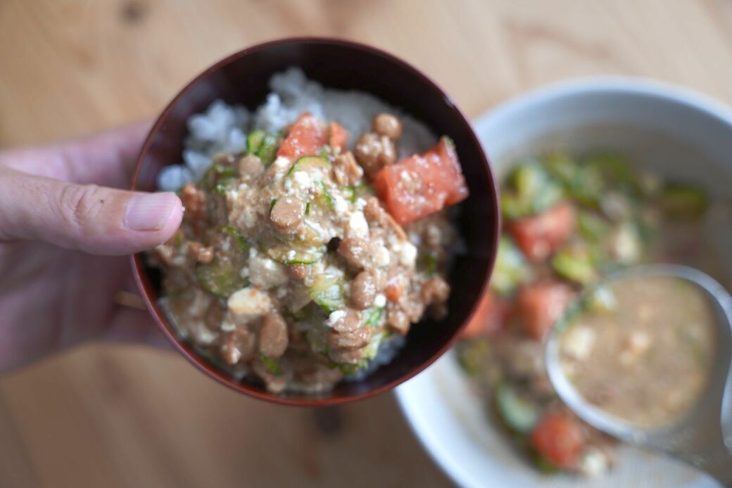 ご飯にかけた納豆冷や汁