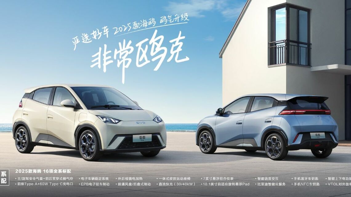 中国政府の買い換え補助金が低価格のEV･PHVの販売を押し上げている。写真は最低価格が150万円を切るBYDのコンパクトEV｢海鴎｣（同社ウェブサイトより）