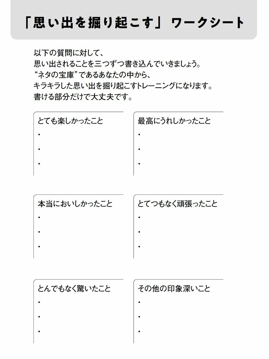 （出所：『「人生で大切なことに気づく」ための文章術 自分のことを書いてみる』より）