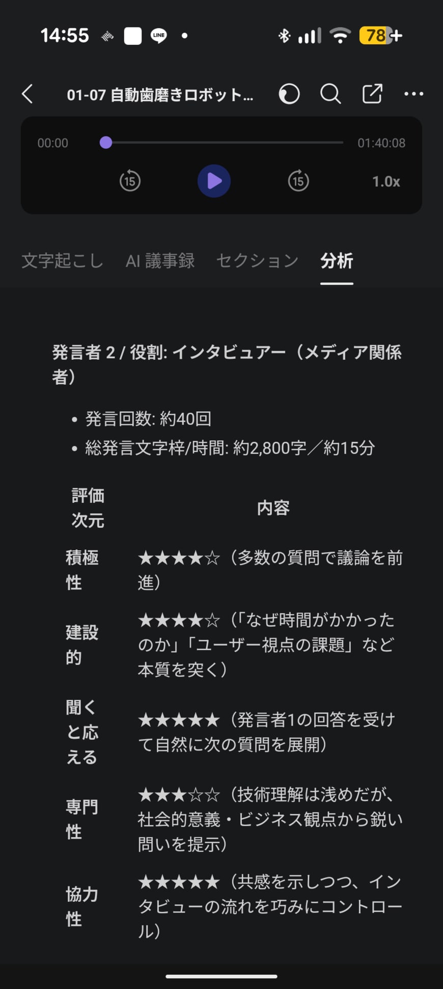 AIボイスレコーダーによる会議評価エージェント