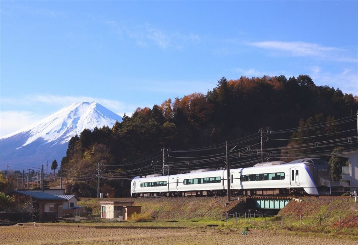 富士急行線内を特急「富士回遊」として走るE353系