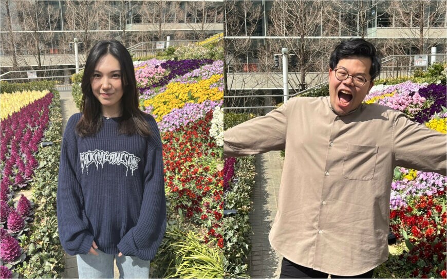 左から稲本海咲（芝浦工業大学デザイン工学部デザイン工学科ロボティクス・情報デザイン系4年） 、北村翔太郎（芝浦工業大学デザイン工学部デザイン工学科生産・プロダクトデザイン系4年）