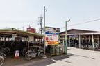 新田駅前にはいくつもの駐輪場。無数の自転車が