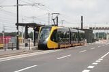 ライトライン終点の芳賀・高根沢工業団地停留場。宇都宮駅東口停留場から14.5kmで所定ダイヤでは45分かかる（筆者撮影）