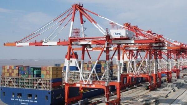 コンテナ海運各社の増便に貨物需要の伸び悩みが重なり、運賃下落に拍車がかかった。写真は上海港のコンテナ埠頭（同港の運営会社ウェブサイトより）
