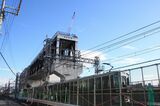 阪急の淡路駅付近で行われている高架化工事（筆者撮影）