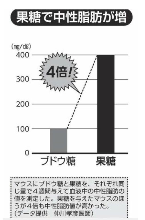 果糖で中性脂肪が増える？（データ提供：仲川孝彦医師）