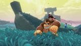 ドンキーコングはポリーンを肩に乗せて一緒に冒険する。ポリーンはアーケードゲーム『ドンキーコング』でドンキーコングにさらわれていた女性（画像：YouTubeよりキャプチャー）
