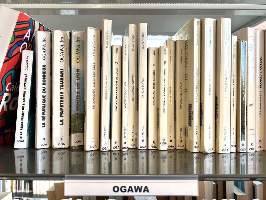 地元の図書館の小説の棚