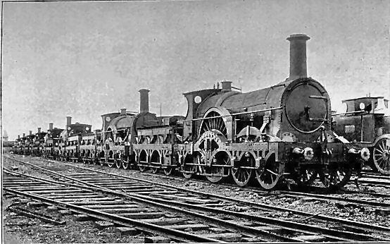 グレート・ウェスタン鉄道の「超広軌」2140mm軌間の線路と機関車（写真：Public Domain）