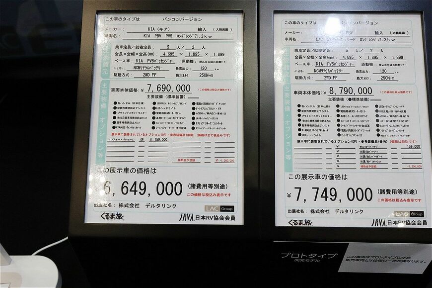 LACホールディングスのBEVキャンピングカー「LAC EVキャンパーP」（写真：筆者撮影）