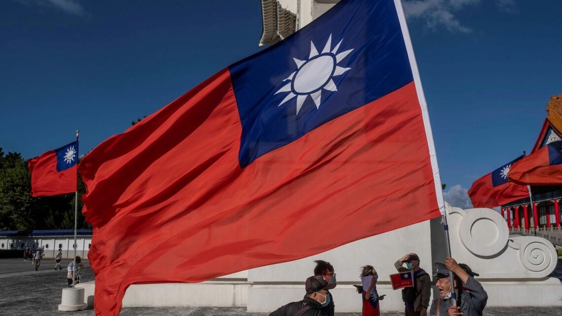 台湾総統選まで3週間、はためく台湾（中華民国）の旗