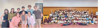 娘のすみれさんと共同で開発した、ハーバードの学生が講師を務めるサマースクールのプログラム「Summer in JAPAN」。ハーバードの学生（左）と、「Summer in JAPAN」に参加した子どもたち（右）